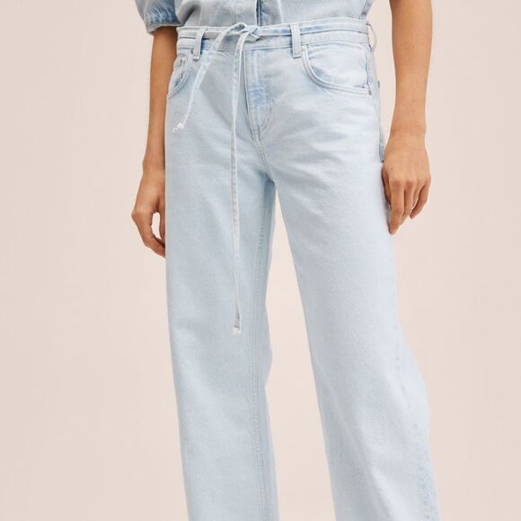 Mango Wideleg jeans with belt NWT size 2 - Picture 3 of 14